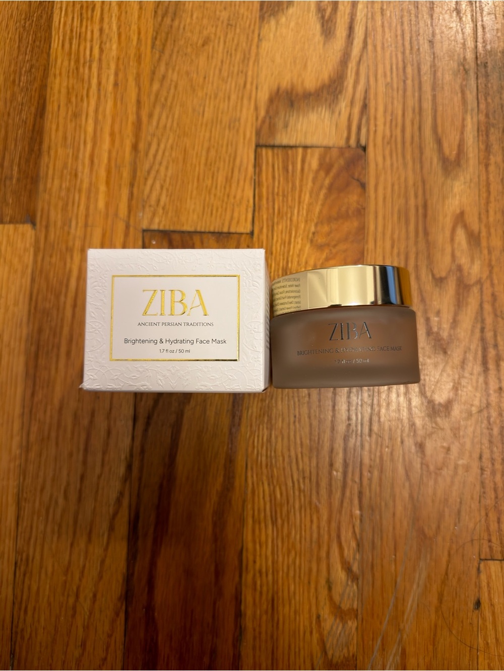 ZIBA Brightening & Hydrating Face Mask - Gold & Frosted Brown Jar
